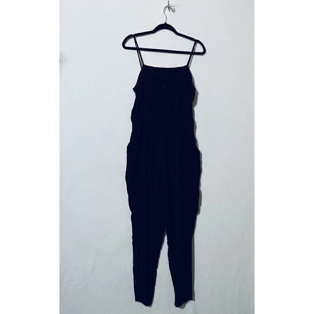 BCBGMAXAZRIA Womens Medium Sleeveless Embroidered Jumpsuit Black Boho